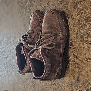 Skechers Suede Leather Bikers-Lineage Chukka Boots Womens 7.5  color/ chocolate